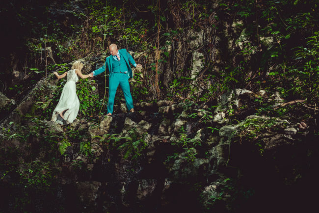 wedding couple in jungle